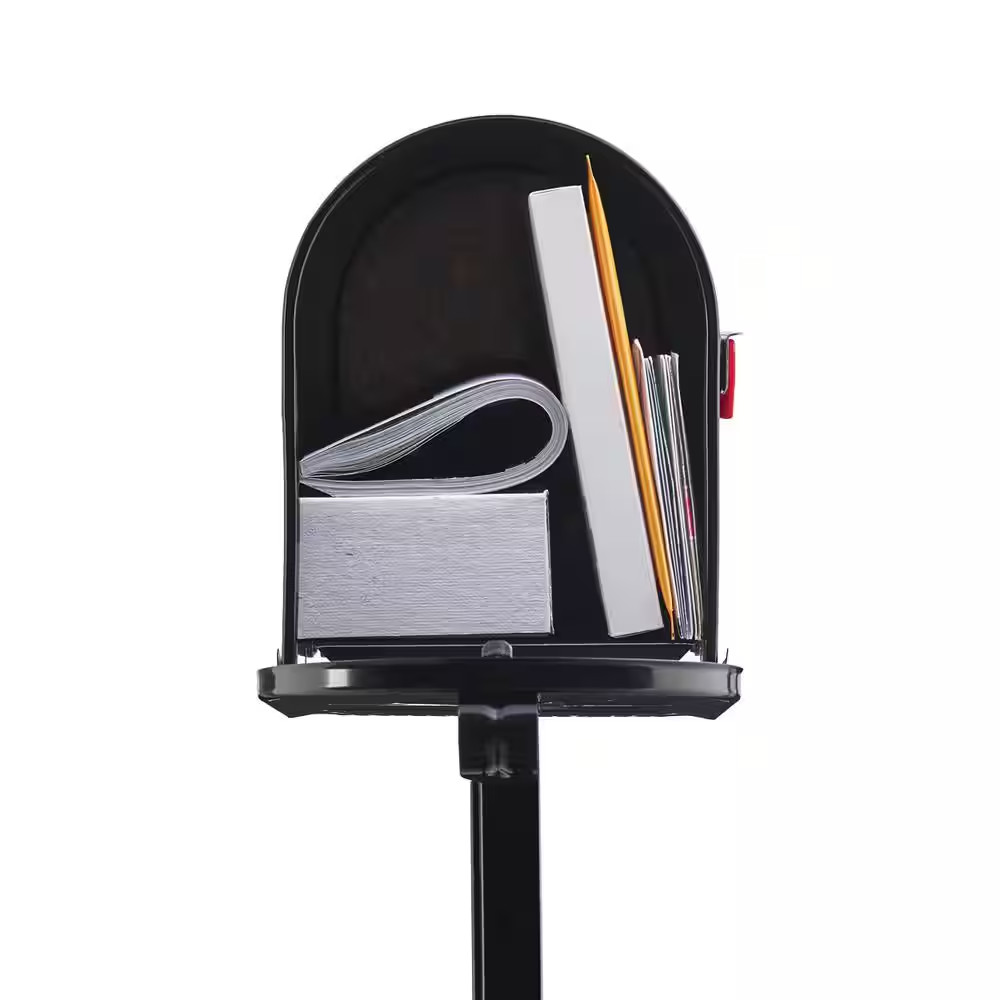 Traditional, Mailbox to Go Black, Medium, Steel, Mailbox and Post Kit