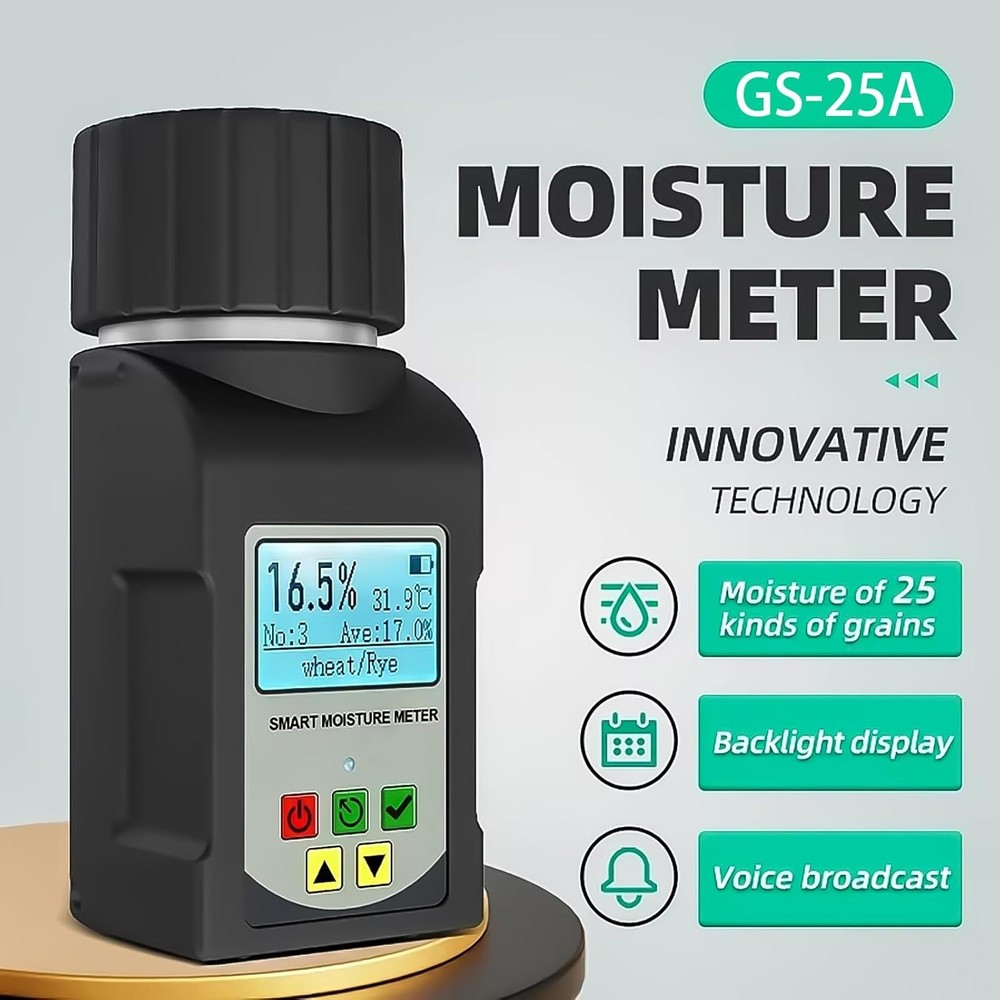 GOYOJO Grain Moisture Tester Portable Cup-Type Meter for 25 Grains Data Storage
