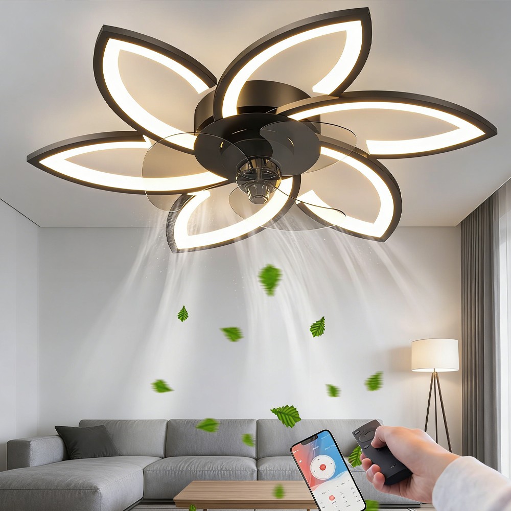 LED Low Profile Ceiling Fan Light Silent Dimmable Fan Light with Remote Control