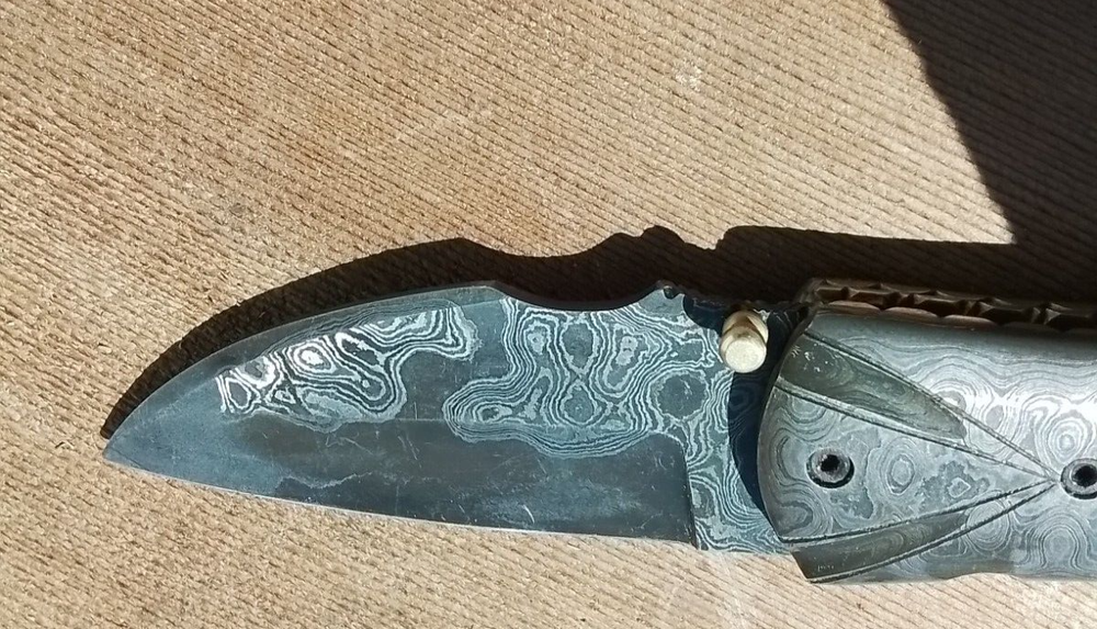 HAND FABRICATED RAM's HORN Custom Folding Knife