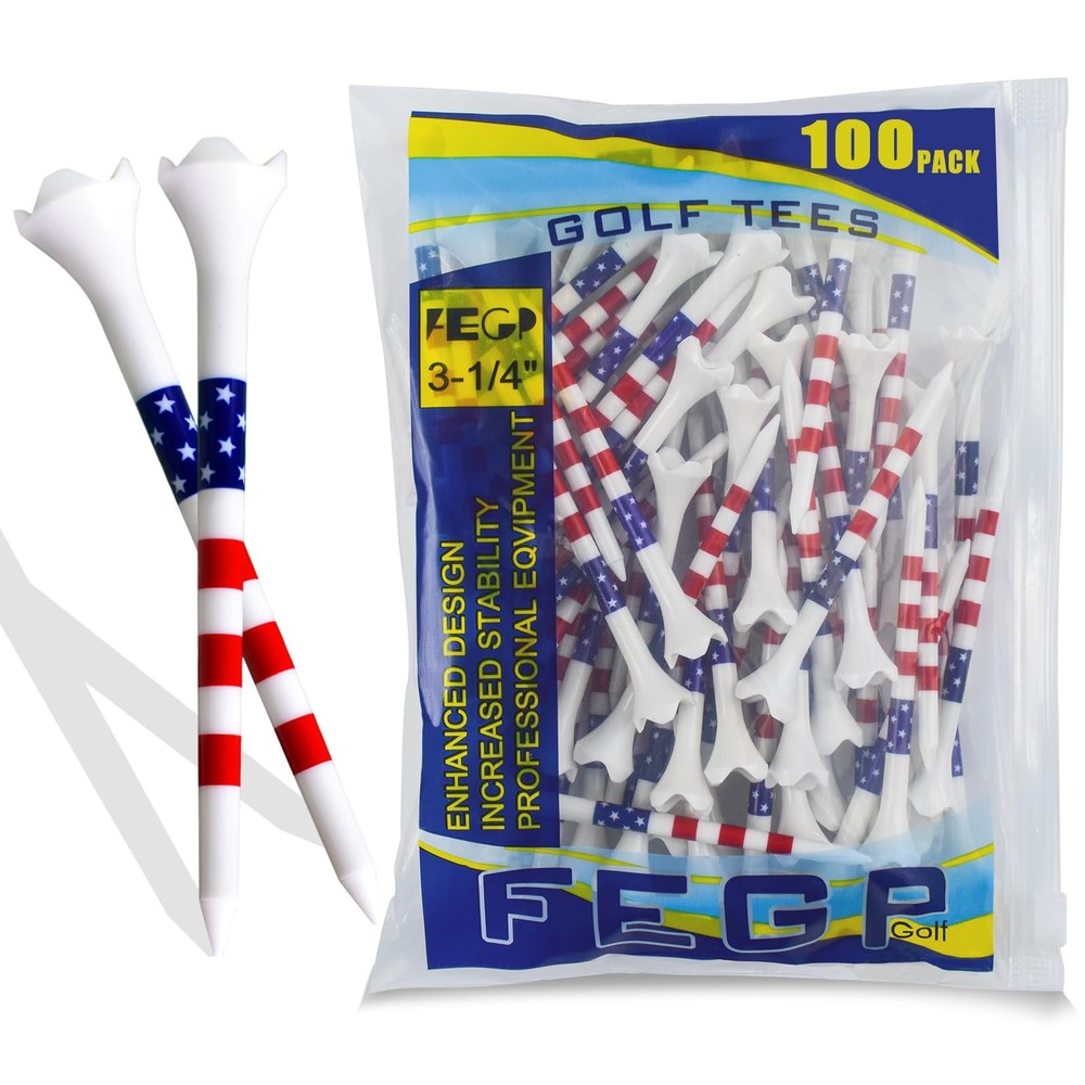 Golf Tees Professional Plastic 3-1/4" - 100 White & Blue & Red