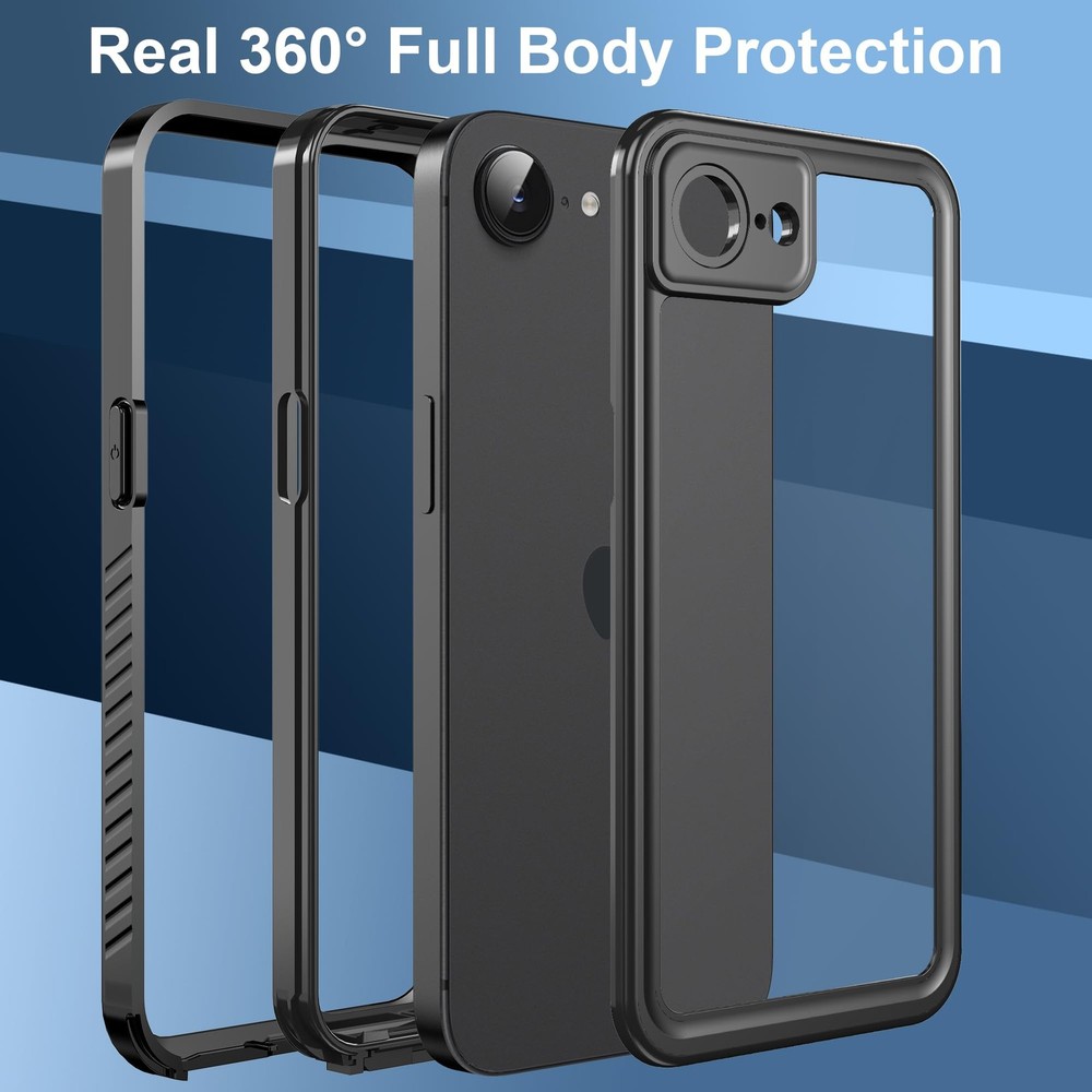 Ezanmull for iPhone 16e Waterproof Case, with Built-in Screen Protector Dustproo