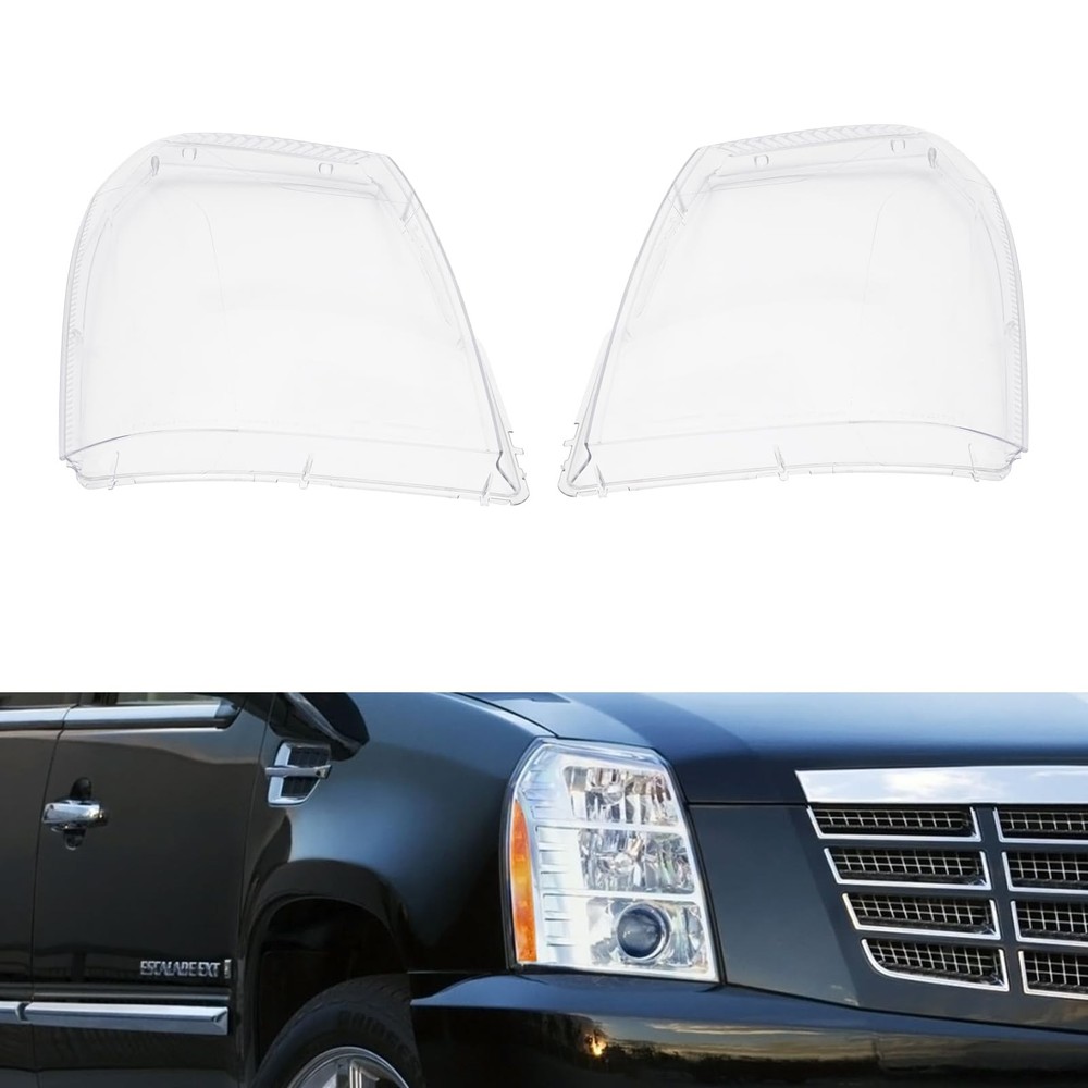 2007-2014 Cadillac Escalade Headlight Covers Pair Clear Lens