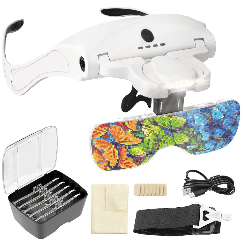 Magnifying Glasses with Light for Diamond Art Kits, 5 Replaceable Lenses for ...