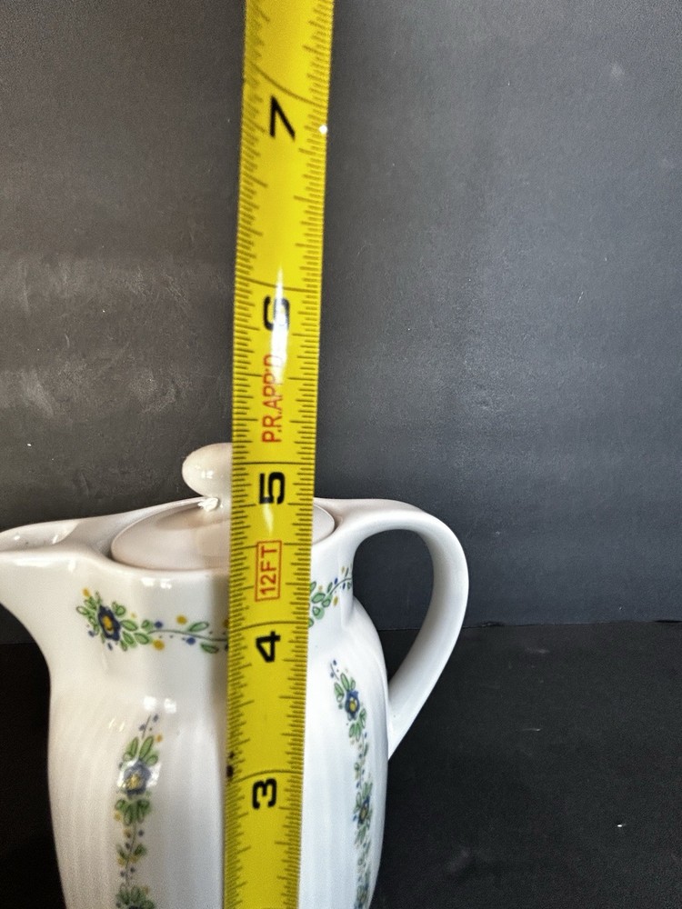 Small Ceramic Pitcher W/Lid Floral 5”H