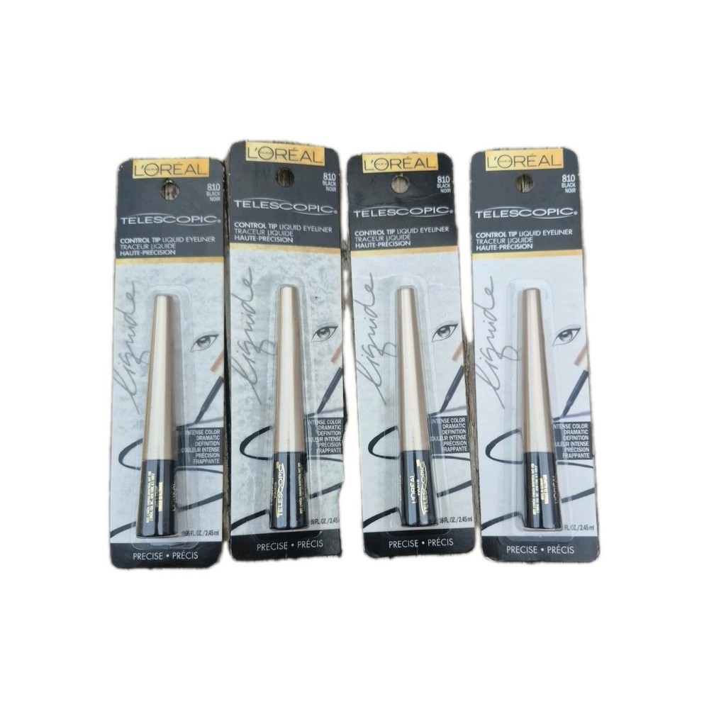 4x Loreal Telescopic Control Tip Liquid Eyeliner, 810 Black (READ)