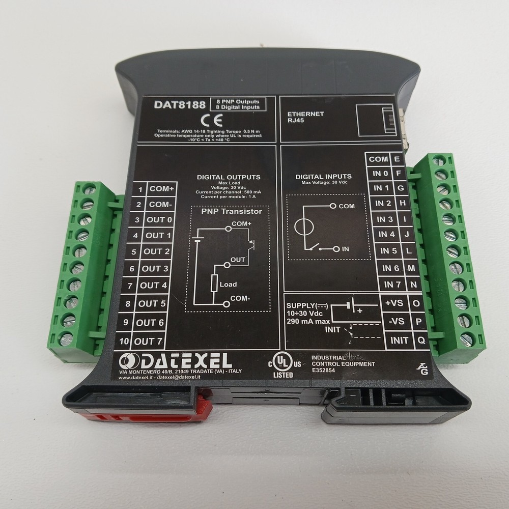 Modbus TCP with 8 Digital inputs and 8 PNP Digital Outputs DAT8188