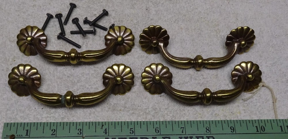 * Vintage - Keller (?) BRASS - MID CENTURY Drawer Pulls  - PINWHEEL"  Design **