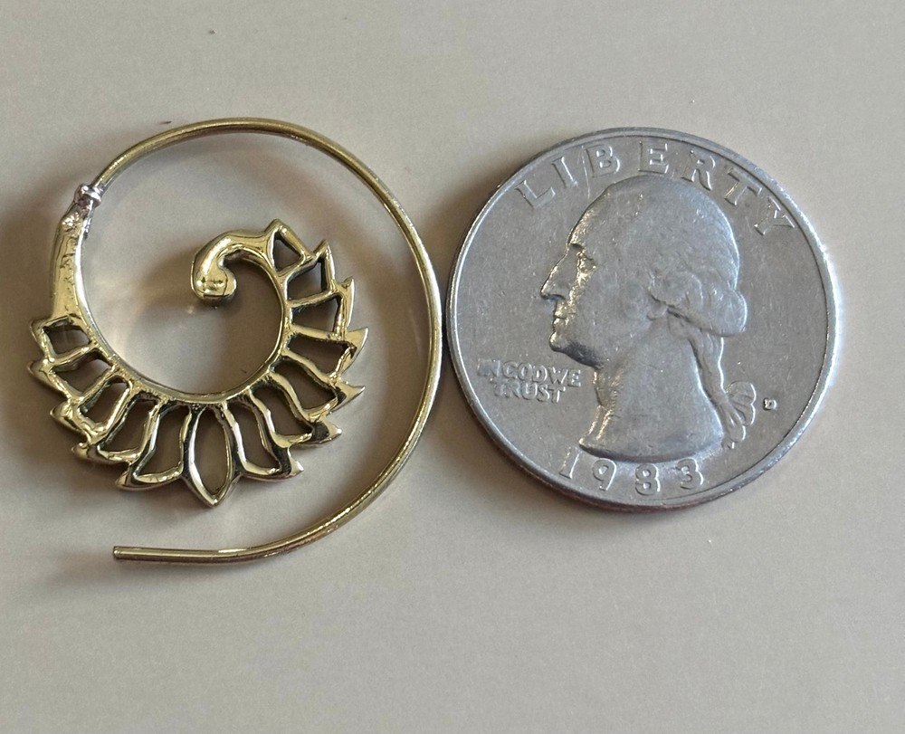 Brass Hollow Spiral Hoop Earring