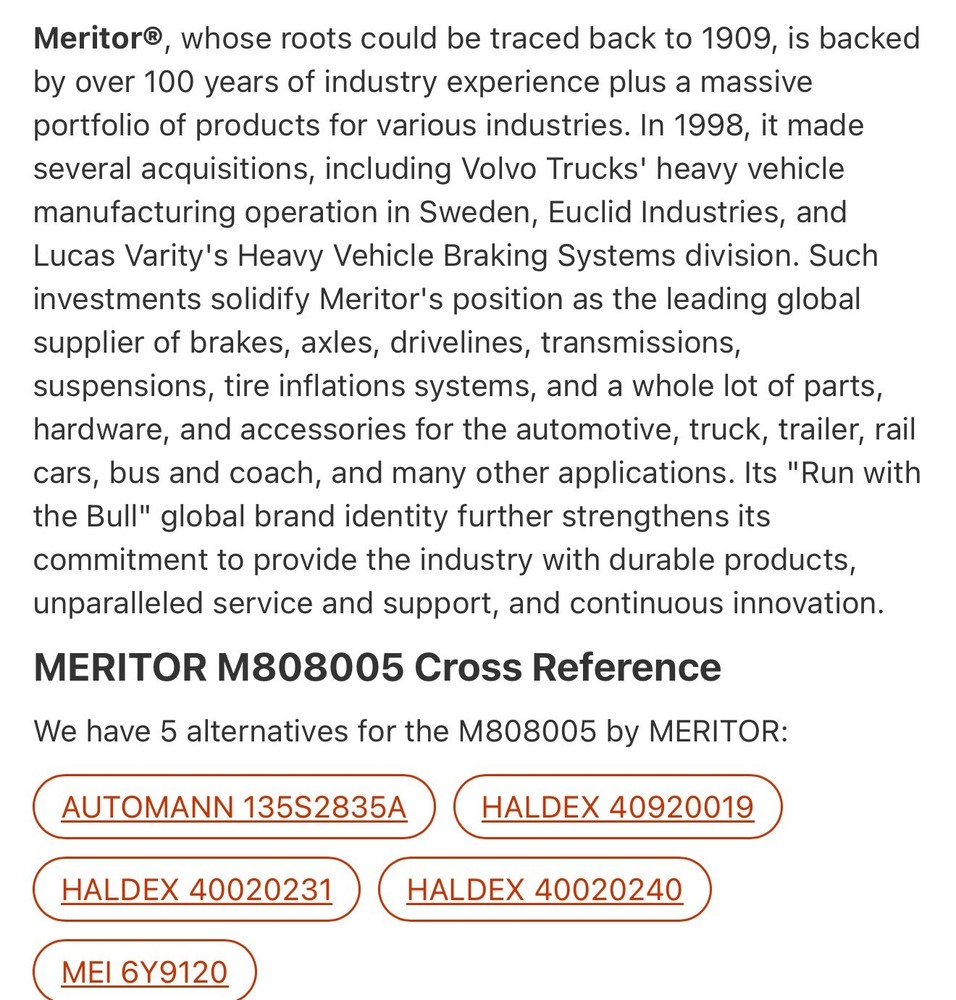 Meritor M808005 Premium Asa