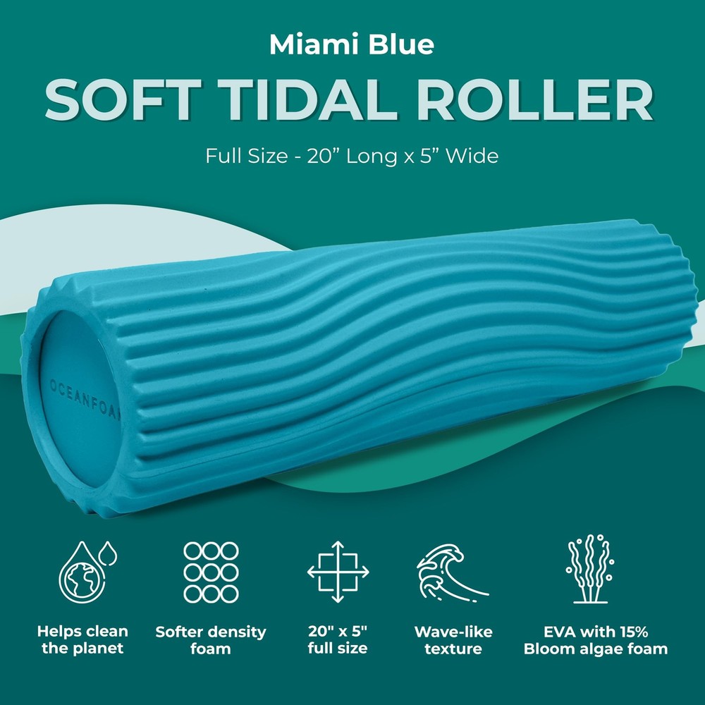 Soft Tidal Roller (Miami Blue) - Low Density Foam Roller for Physical Therapy...