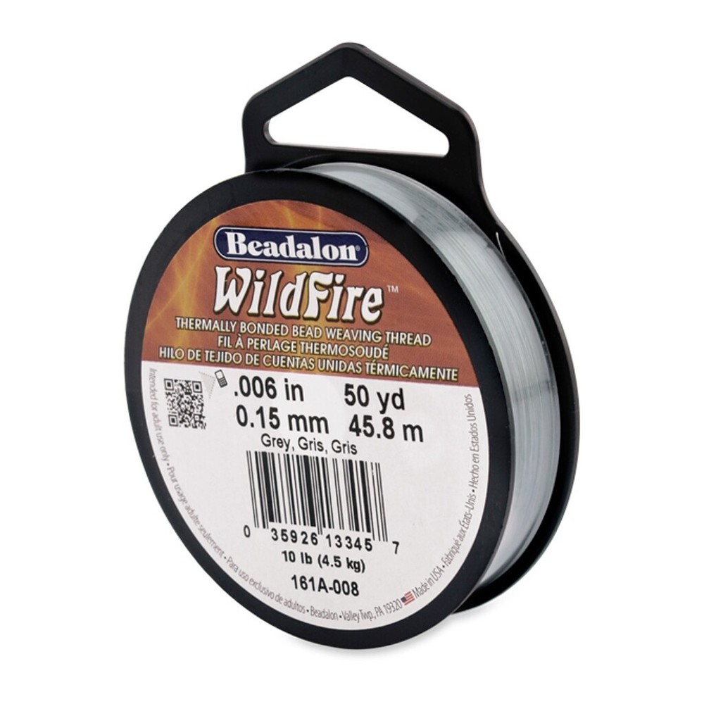Beadalon Wildfire Beading Thread .006 Inch - 50 Yards Grey