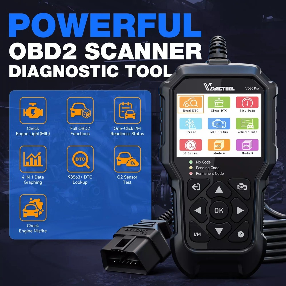 VDIAGTOOL VD30Pro Code Reader OBD2 Scanner Car Engine Fault Diagnostic Tool DTC