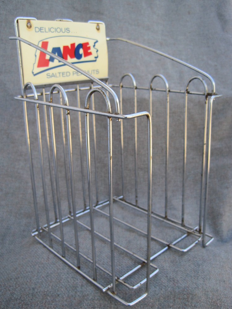 VINTAGE LANCE SALTED PEANUTS HEAVY WIRE STORE DISPLAY RACK STAND