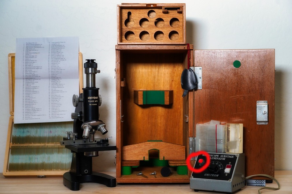 Unitron Phase MPB Microscope Kit – 100 Prepared Slides – Original Box