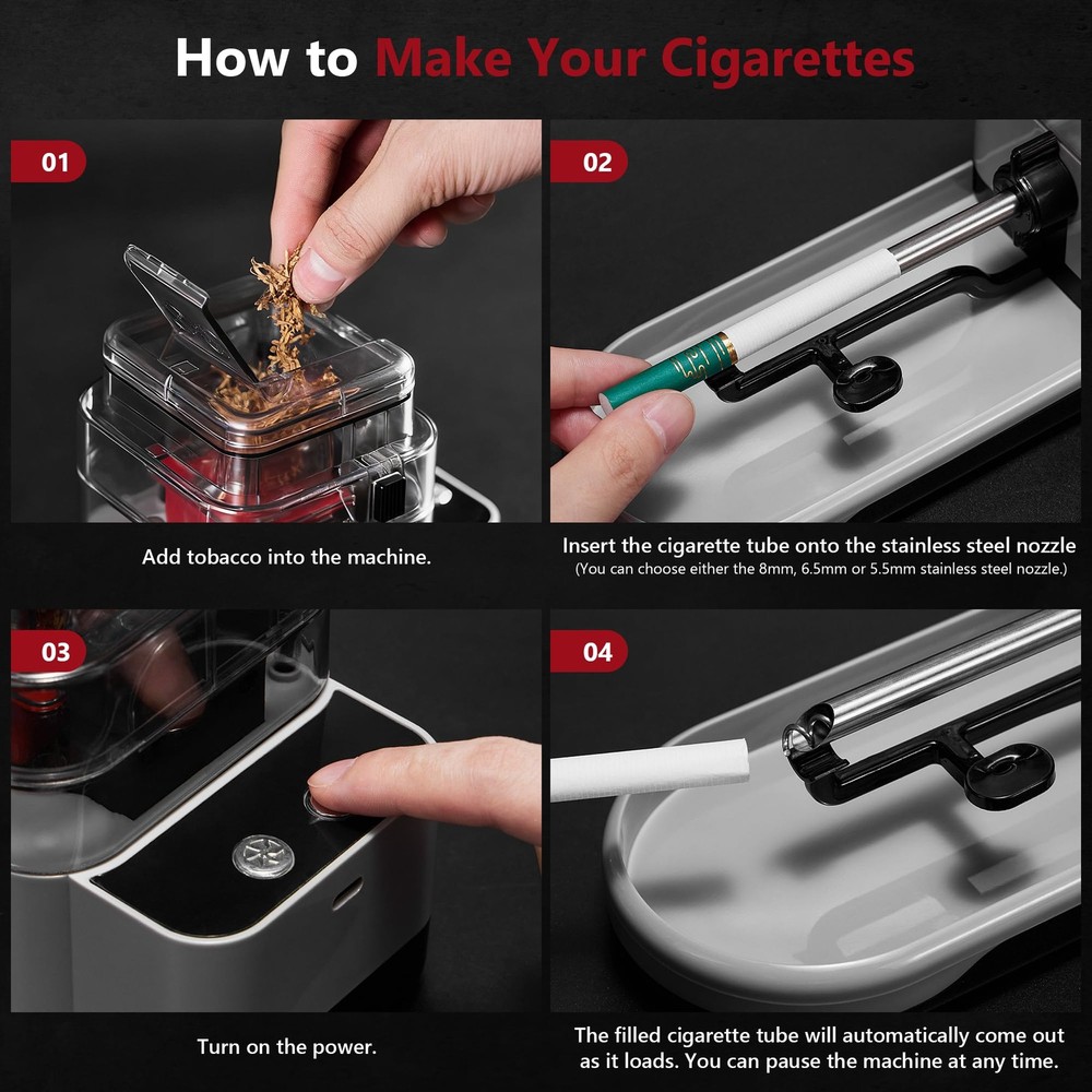 Electric Cigarette Rolling Machine, Tobacco Grinder, Automatic Cigarette Roll...