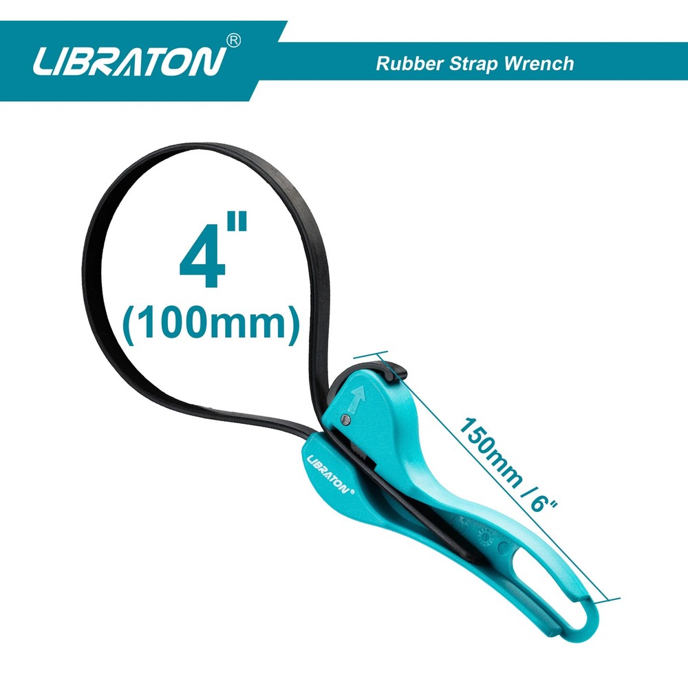 LIBRATON Adjustable Strap Wrench 150mm Universal Rubber Locking Oil Filter Tool