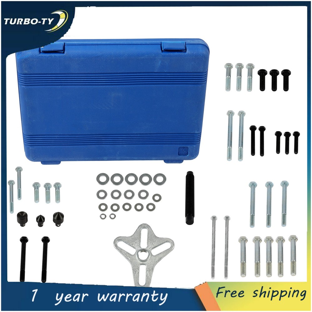 46Pc Harmonic Balancer Gear Puller Steering Wheel Kit with Case