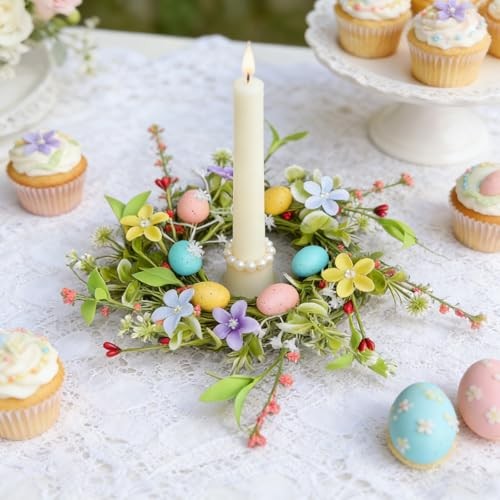 Pcs Easter Small Candle Rings Wreaths Mini Pillar Candle Holder 6 Easter-1