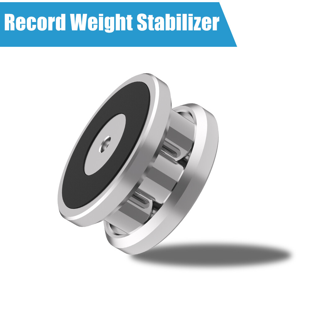 Rotary disc vinyl weight stabilizer with adjustable disc clamp damper-