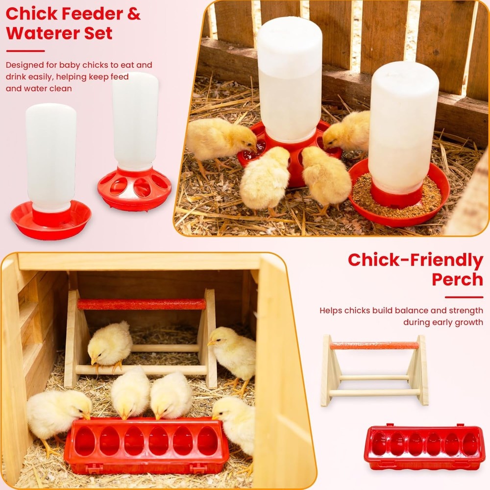All-In-One Chicken Brooder Box for Chicks, Starter Kit with Timer Heat Lamp, Saw