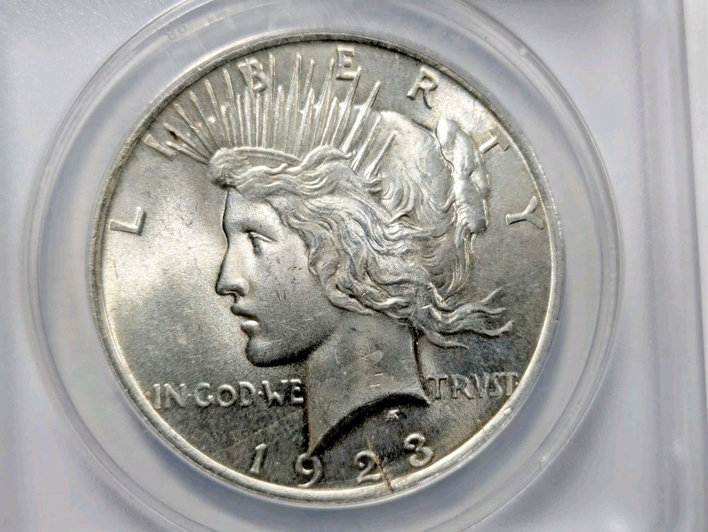 1923 Peace Silver Dollar ANACS MS-63 Struck on Cracked Blank Planchet Mint Error