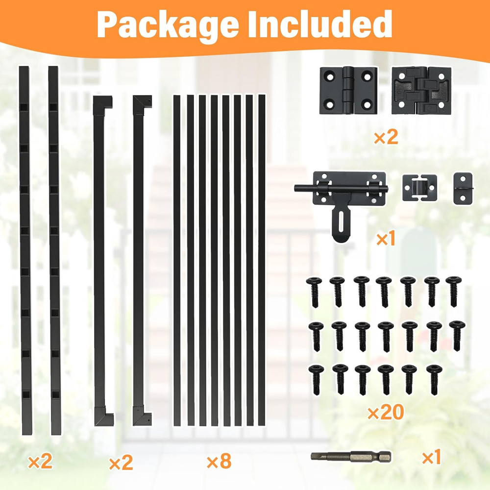 Durable Metal Deck Gate Kit with Auto-Closing Hinge for Patios & Gardens