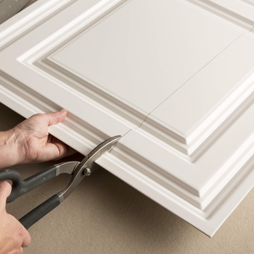 Genesis 2ft x 2ft White Icon Relief Ceiling Tiles Easy DropIn Installation