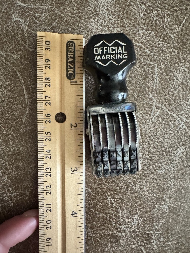 Vintage Pullman Alphanumeric Hand Stamp Wood Handle 6 Band Office Scrapbooking