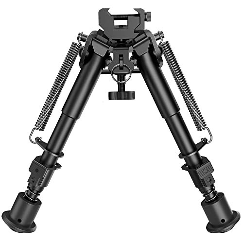 Adjustable 6-9 Inch Picatinny Bipod with Spring Return & Adapter for Stability