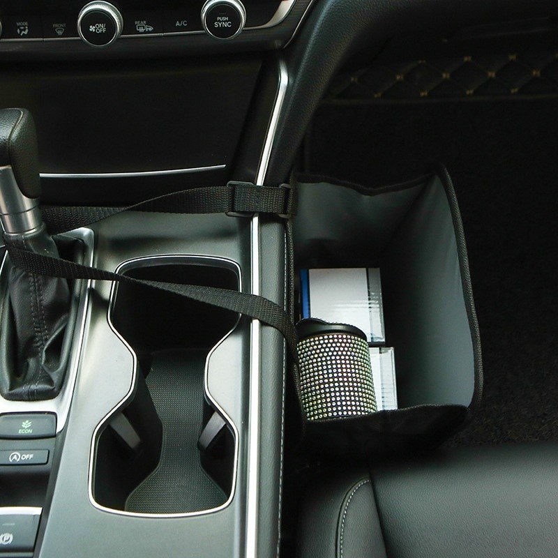 Bling Car Trash Can with Rhinestones, Foldable Hanging Bin & Multi-Functional