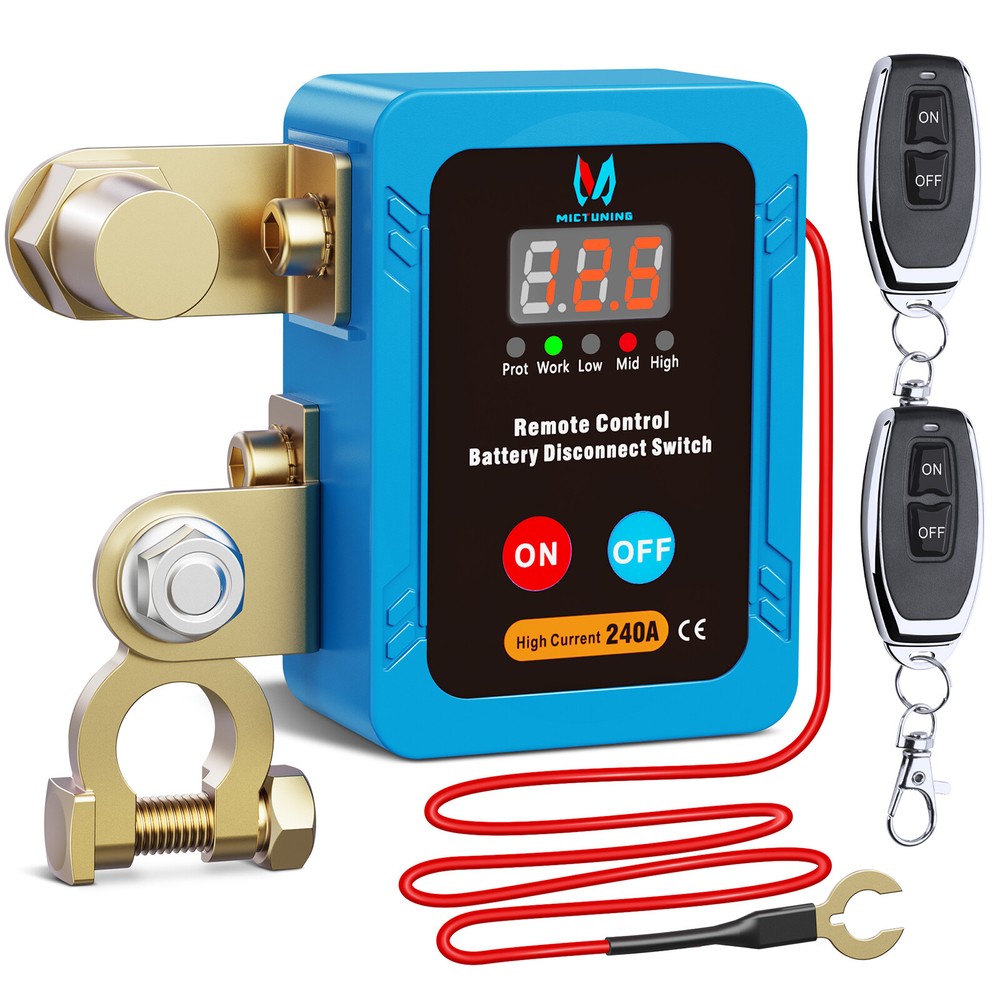 Remote Battery Disconnect Switch 240A Kill Switch LED Voltmeter Display, 12/24v