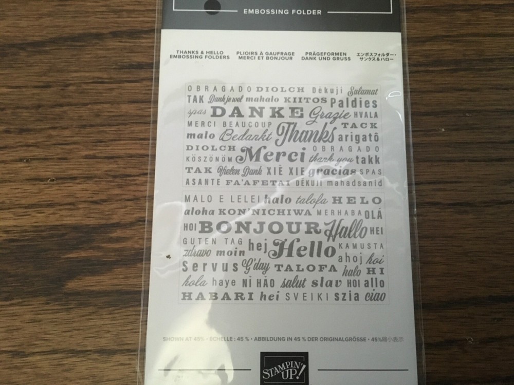 Stampin Up! Thanks & Hello Embossing Folder NIP