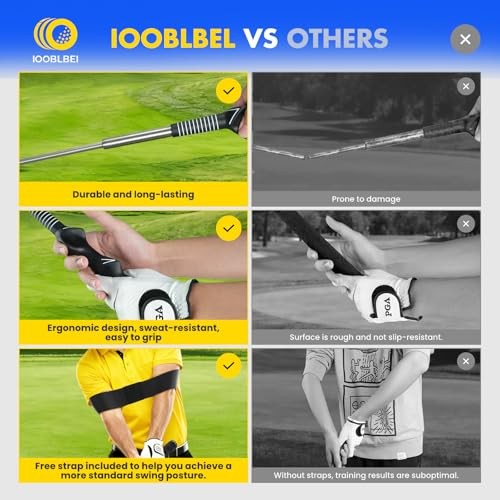 Retractable Golf Swing Trainer, Golf Training Aid & Golf Grip Trainer for