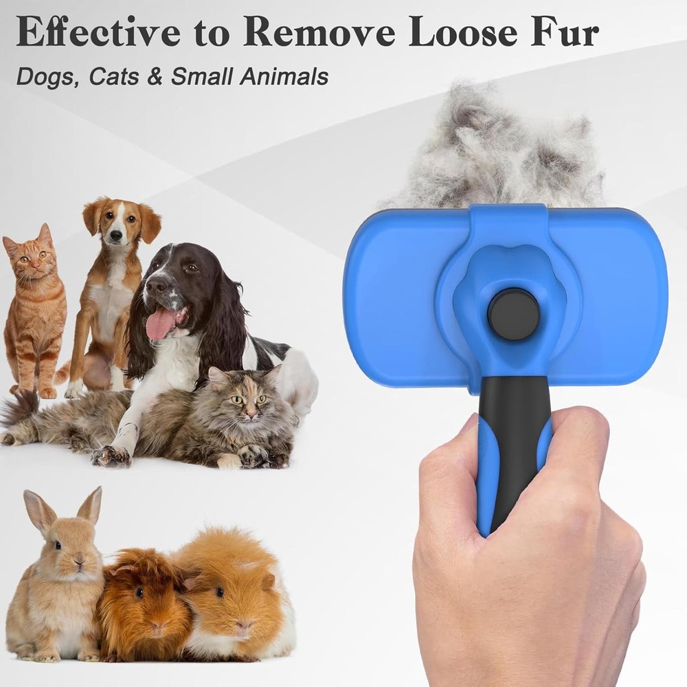 Self Cleaning Slicker Brush - Skin Friendly Deshedding Grooming Tool for Pets