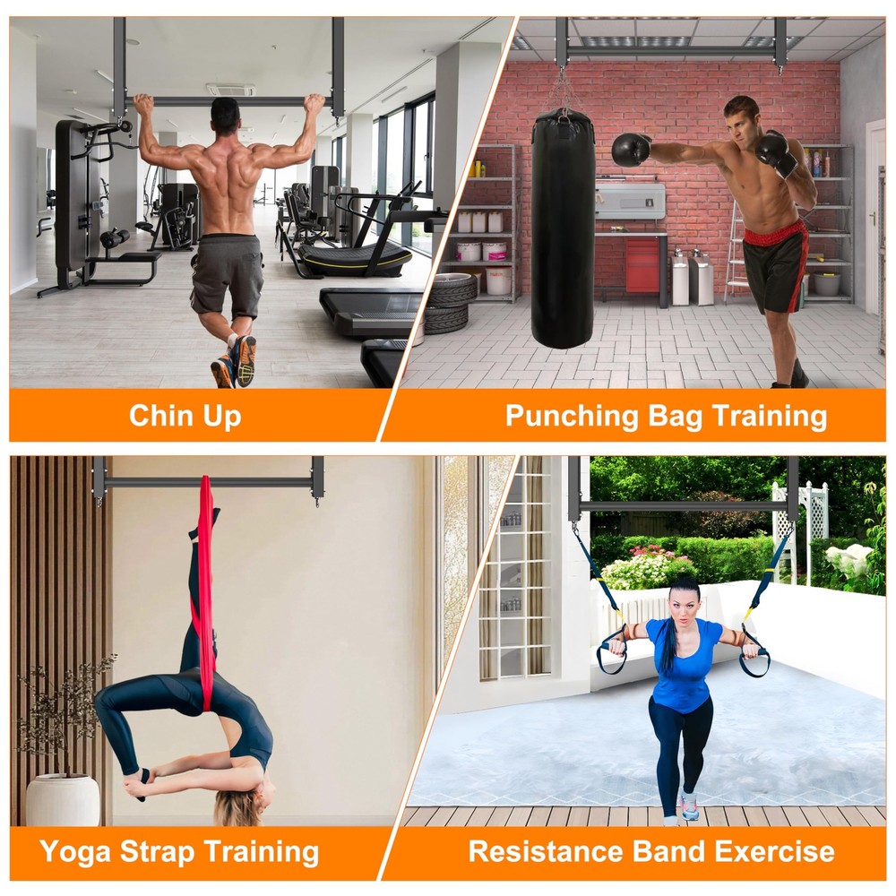 Ceiling Mounted Pull Up Bar, 3 Adjustable Heavy Duty Pull Up Bars, 16"/24" Ra...