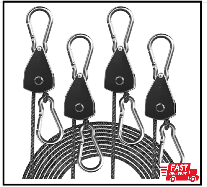4-Pack 1/8" Adjustable Rope Hanger, Heavy Duty Ratchet Tie down Strap