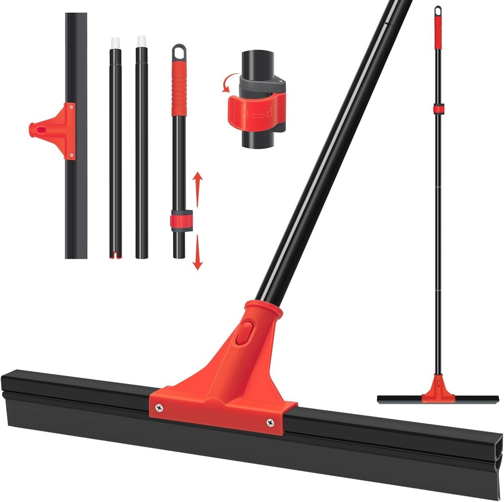 Floor Squeee '' Silicone Rubber Scraper Head and 58'' Long Adjustable