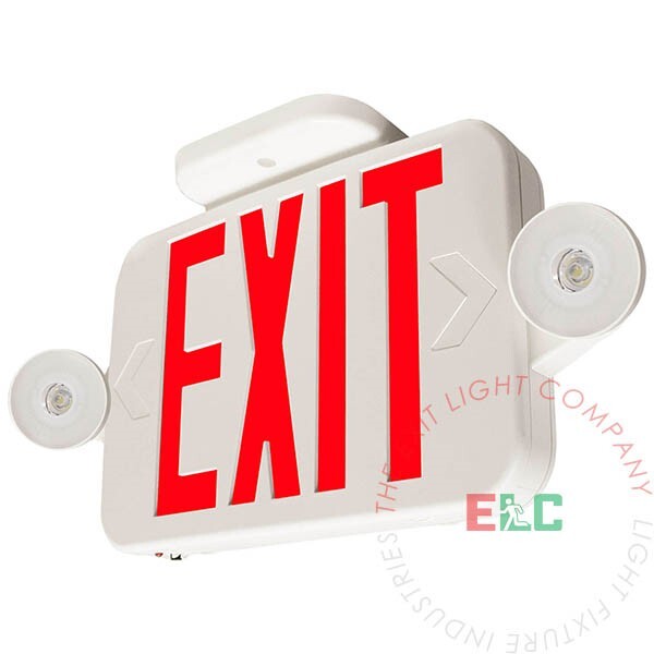 LFI Lights | Micro Red LED Exit Sign Emergency Light Combo | COMBOJR-R-W-BB