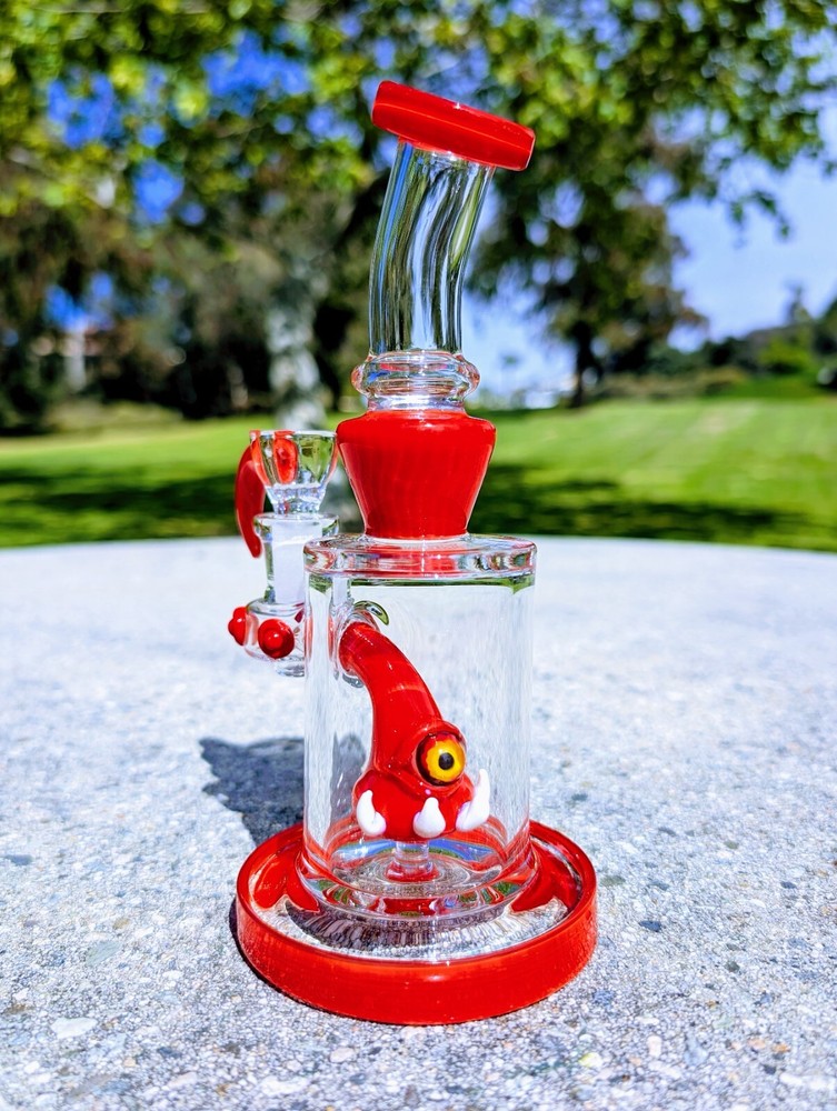 8" Cherry Cyclops Bong With Screen Filter Bowl Premium Quality Water Pipe Hookah