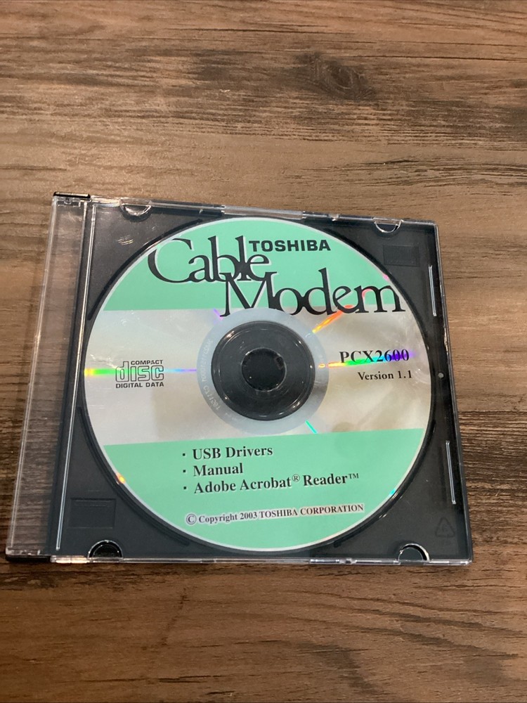 TOSHIBA CABLE MODEM SOFTWARE, PCX2600, VERSION 1.1, INCLUDES USB DRIVERS, MANUAL