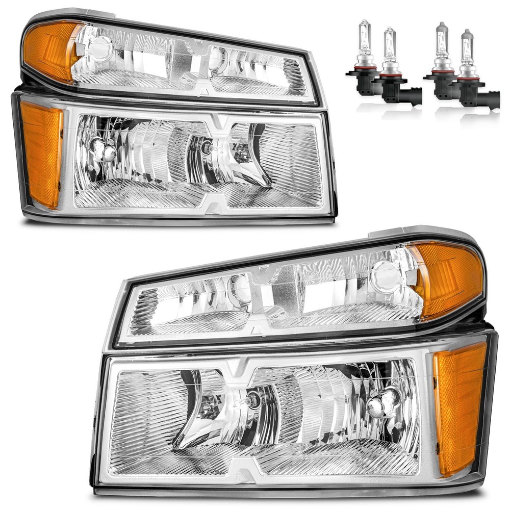 Pair Headlights For 2004-2012 GMC Canyon Chevy Colorado with Bulbs Left+Right