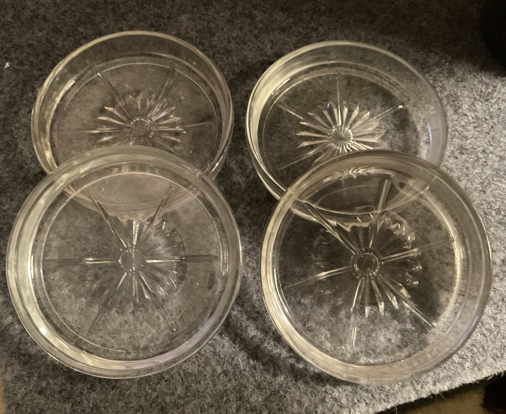 Frank M. Whiting Star Pattern Glass Bottle Coaster Mini Snack Dish Atomic