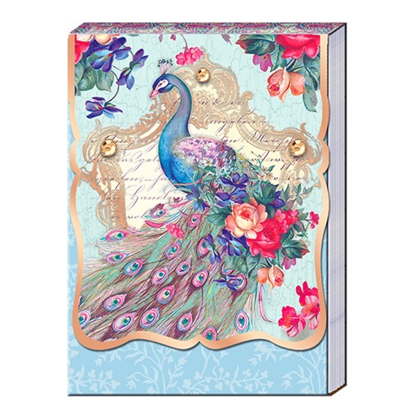Punch Studio Blushing Peacock Floral Pocket Notepad 75 Printed Sheets 3" x 4"