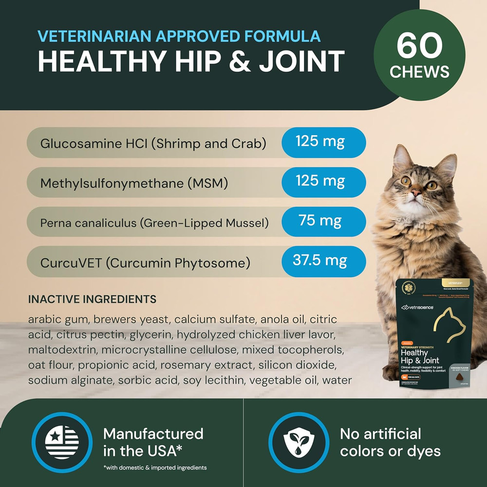 Vetriscience Veterinary Strength Healthy Hip & Joint Chews - Cat Joint & Soft Ti