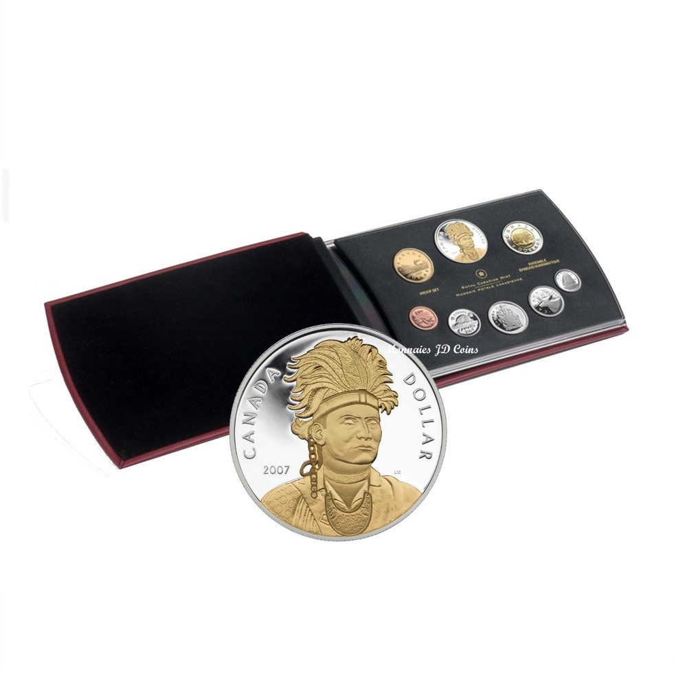 2007 Canada Proof Double Dollar Set Thayendanegea Gold Plated