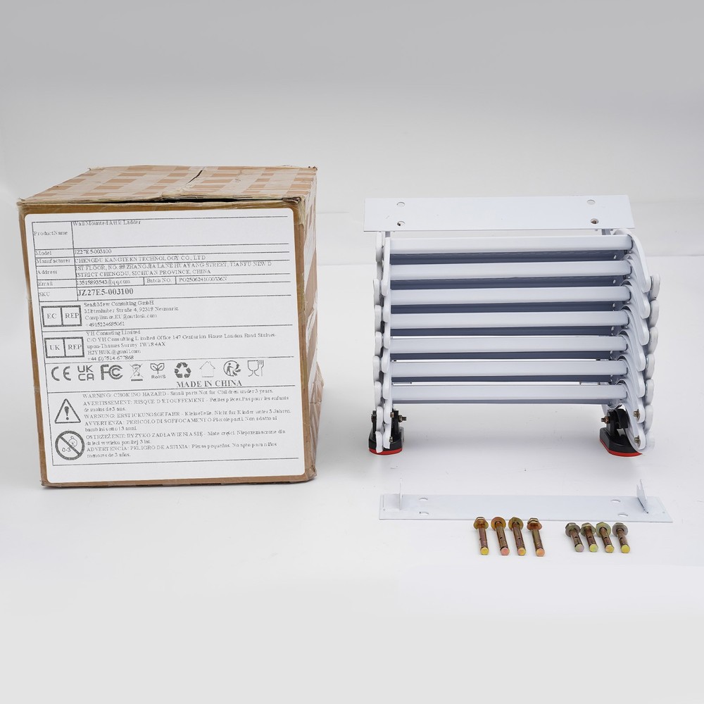 7 Steps Wall Mounted Retractable Ladder Pull Down Telescoping Step Ladders Attic