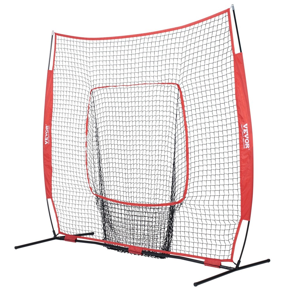 7x7 ft Baseball Softball Practice Net, Portable Baseball Training Net for Hittin