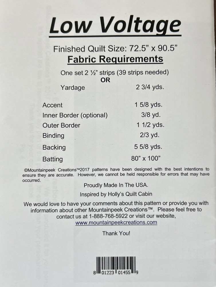 "Low Voltage" Quilt Pattern-mountainpeek Creations pattern #454