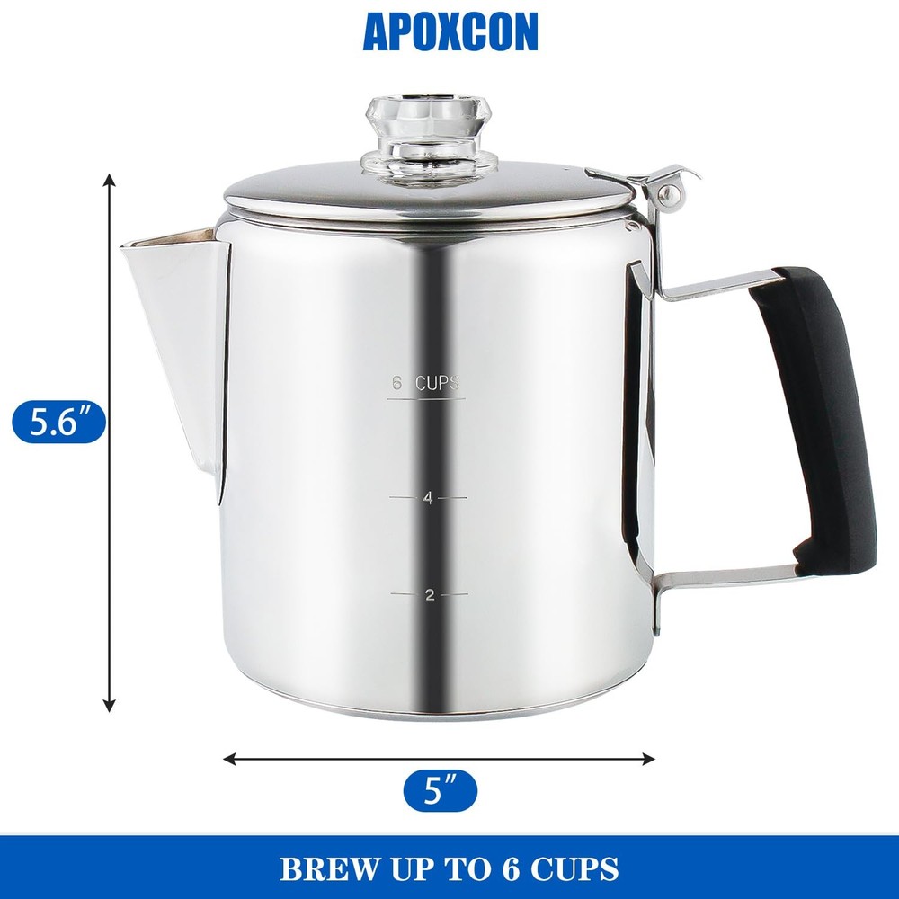 Multi Use Percolator Coffee Pot Stainless Steel Stove Top Coffee Maker With Two